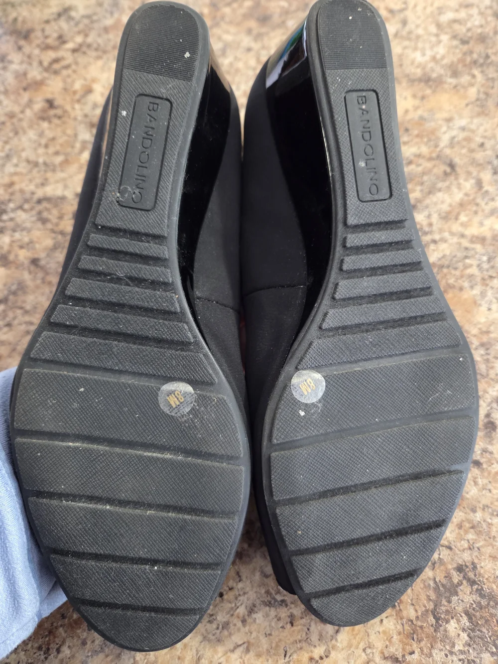 Bandolino Black Peep-Toe Wedges